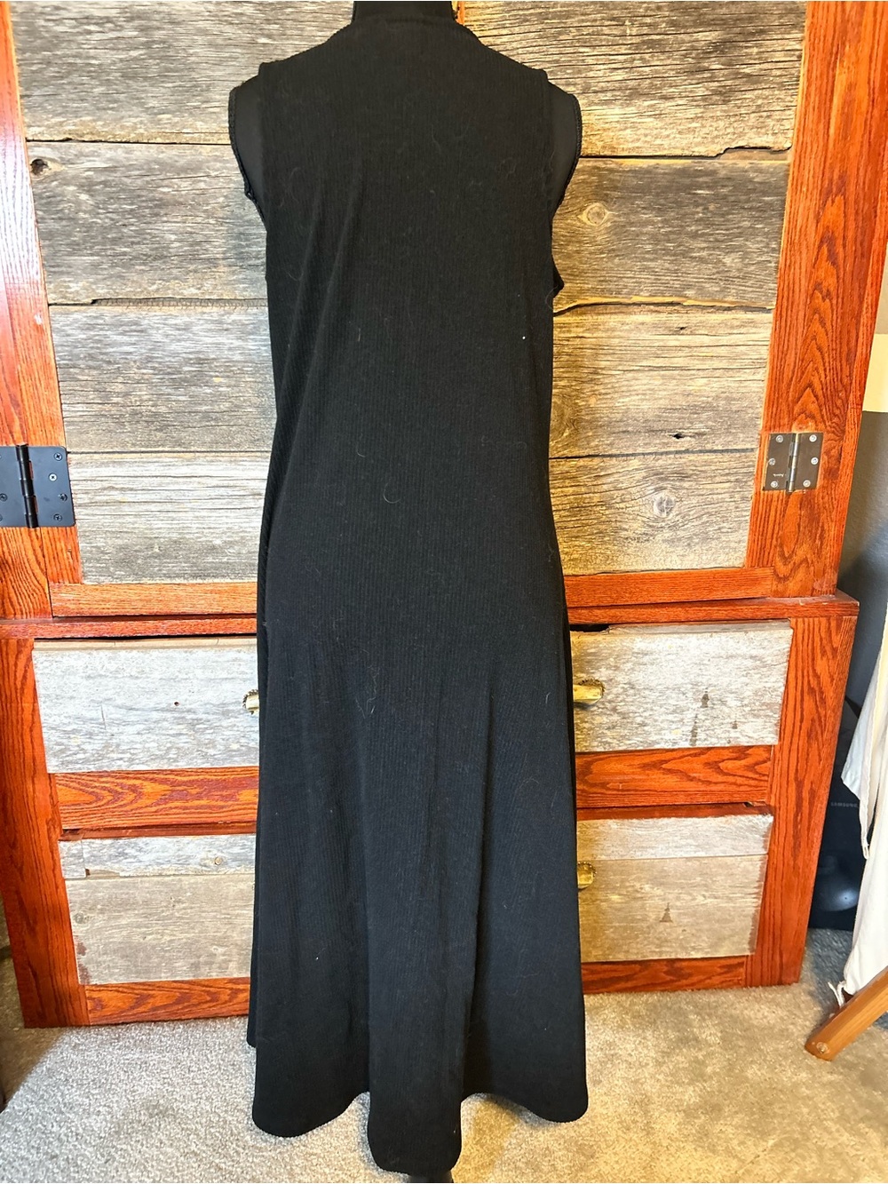 Old Navy Black Button-Front Knit Midi Dress Size Large Tall Sleeveless - Picture 4 of 8